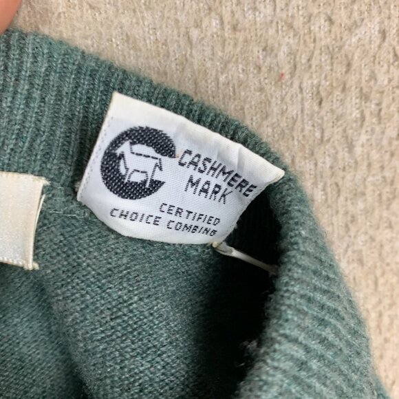 🚨SOLD🚨MAGNIN 100% Cashmere Men’s Size Large Green Crew Neck Pullover - Picture 5 of 12
